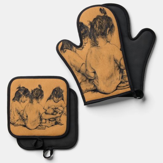 Beach Bunnies Ovenwant & Pannenlap Set (Voorkant / Achterkant)