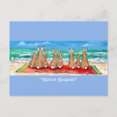 Beach Bunnies Rabbit Vacation Waterverf Art Post Briefkaart (Voorkant)