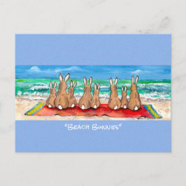 Beach Bunnies Rabbit Vacation Waterverf Art Post Briefkaart