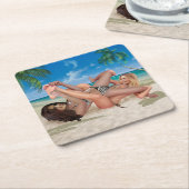 BEACH BUNNY'S TICKLE WRESTLING KARTONNEN ONDERZETTERS (Schuin)