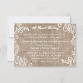 Beach Burlap & Lace - 3x5 Wedding Invitation Kaart