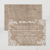 Beach Burlap & Lace - 3x5 Wedding Invitation Kaart (Voorkant / Achterkant)