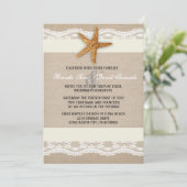 Beach Burlap Lace Wedding Invitation Kaart (Staand voorkant)
