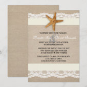 Beach Burlap Lace Wedding Invitation Kaart (Voorkant / Achterkant)