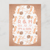 Beach Burlap Mason Jar Baby kondiging Aankondigingskaart (Voorkant)