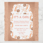 Beach Burlap Mason Jar Baby kondiging Wijn Etiket (Enkel label)
