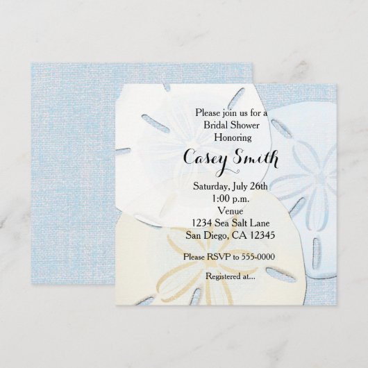 Beach Burlap Sand Dollar Bruids Douche Uitnodiging (Voorkant / Achterkant)