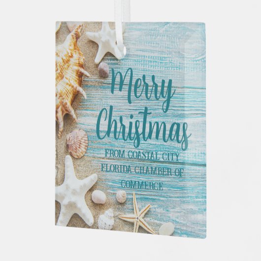 Beach Busines Seashells Custom Christmas Gift Glas Ornament (Voorkant links)