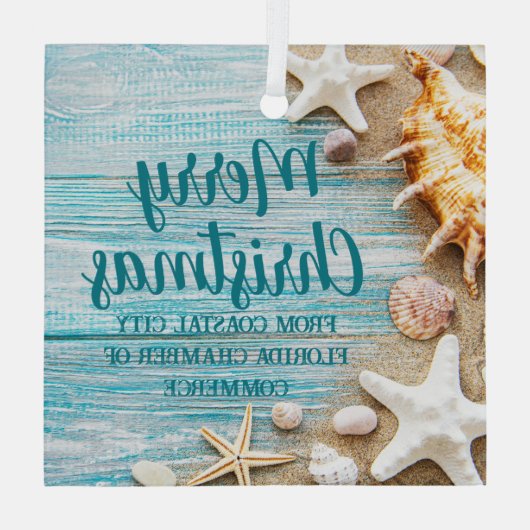 Beach Busines Seashells Custom Christmas Gift Glas Ornament (Achterkant)