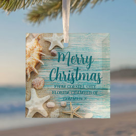 Beach Busines Seashells Custom Christmas Gift Glas Ornament