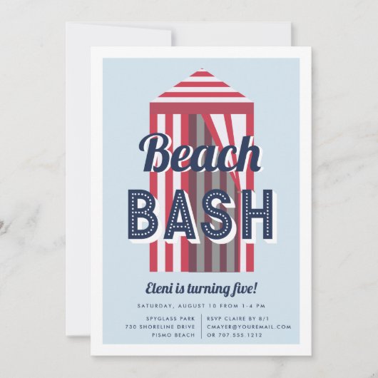Beach Cabana Birthday Party Invitation Kaart (Voorkant)