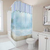 Beach Cabana Uitzicht Shower Curtain Douchegordijn (In situ)