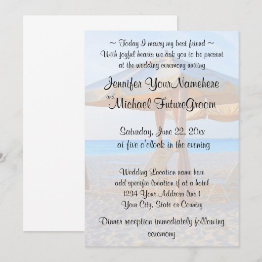 Beach Cabana Wedding Kaart (Voorkant / Achterkant)