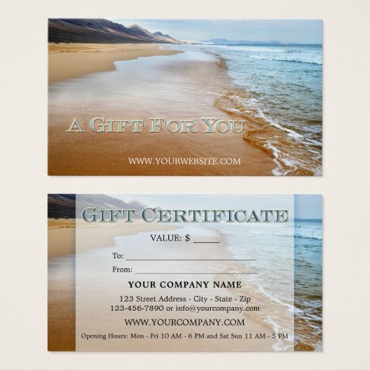 Beach Cadeaubon Visitekaartje (Voorkant /achterkant)