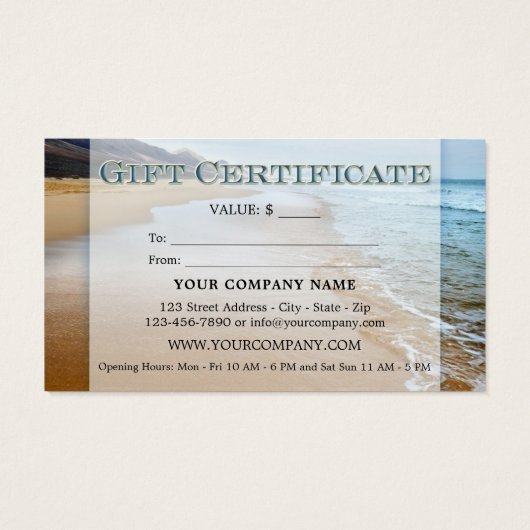 Beach Cadeaubon Visitekaartje (Achterkant)