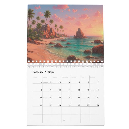 Beach Calendar 2026 Kalender (Feb 2026)