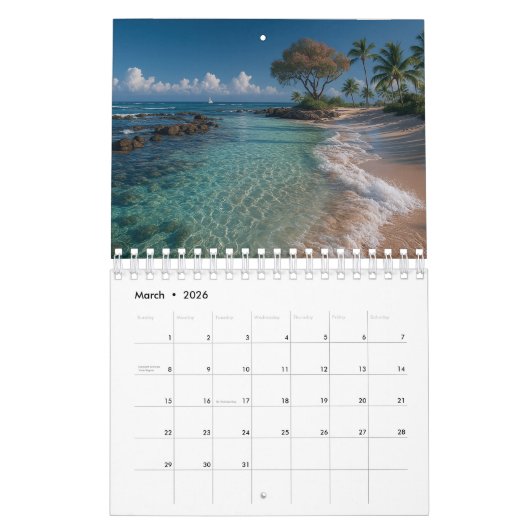 Beach Calendar 2026 Kalender (Mar 2026)