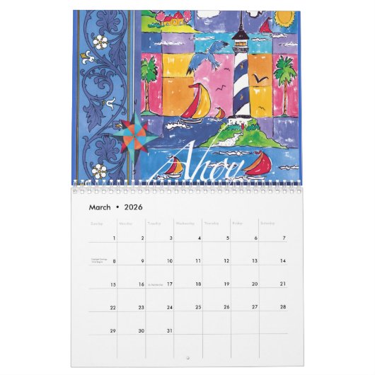 Beach Calendar Kalender (Mar 2026)