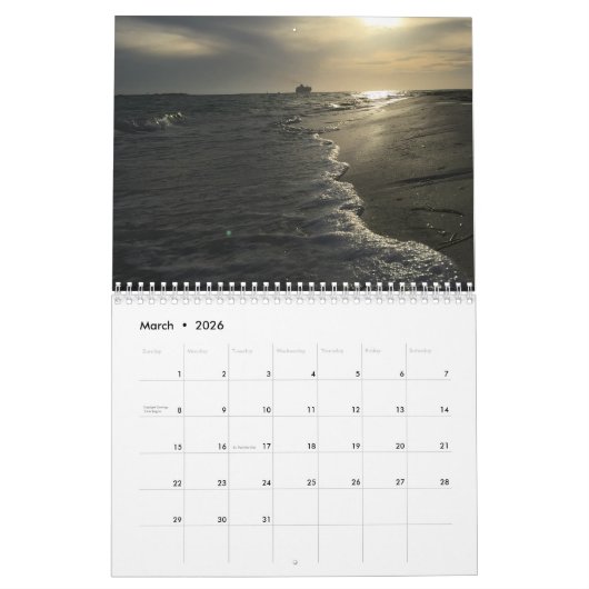 Beach Calendar Kalender (Mar 2026)