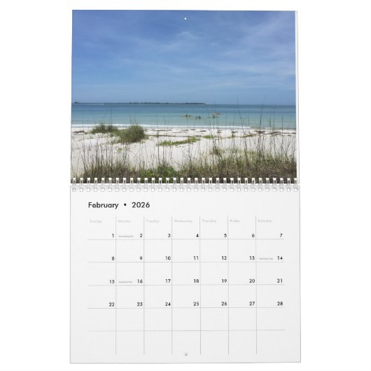 Beach Calendar Kalender (Feb 2026)