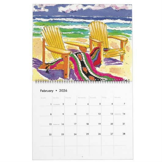Beach Calendar Kalender (Feb 2026)