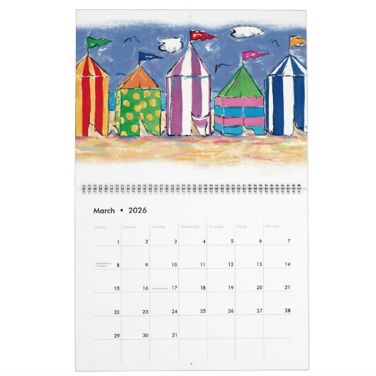 Beach Calendar Kalender (Mar 2026)
