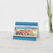 Beach Camper + Classic Car Note Cards Bedankkaart (Voorkant)