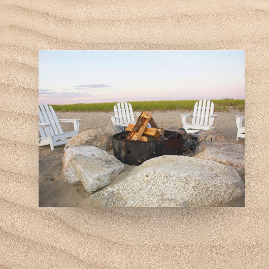Beach Campfire in Dusk Cape Cod Briefkaart