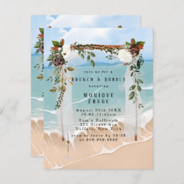 Beach Canopy Floral Tropic Brunch & Bubble Invites Kaart