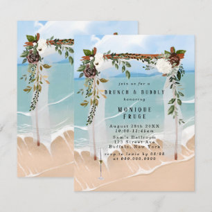 Beach Canopy Floral Tropic Brunch & Bubble Invites Kaart