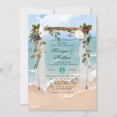 Beach Canopy Floral Tropical Modern Wedding Kaart (Voorkant)