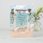 Beach Canopy Floral Tropical Modern Wedding Kaart (Staand voorkant)