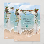 Beach Canopy Floral Tropical Modern Wedding Kaart (Voorkant / Achterkant)