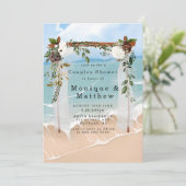 Beach Canopy Marsala Floral Couples Shower Invites (Staand voorkant)