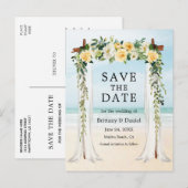 Beach Canopy Waterverf Yellow Floral Aankondigingskaart (Voorkant / Achterkant)