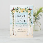Beach Canopy Waterverf Yellow Floral Save The Date (Staand voorkant)