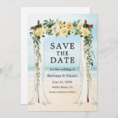 Beach Canopy Waterverf Yellow Floral Save The Date (Voorkant / Achterkant)