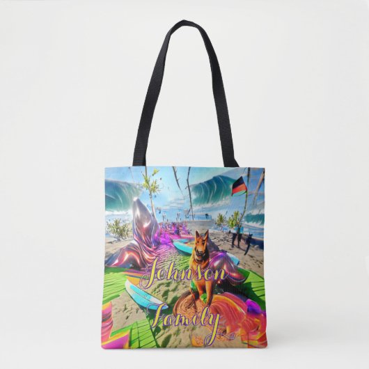 Beach Canvas tas Family German Shepherd Dog (Voorkant)