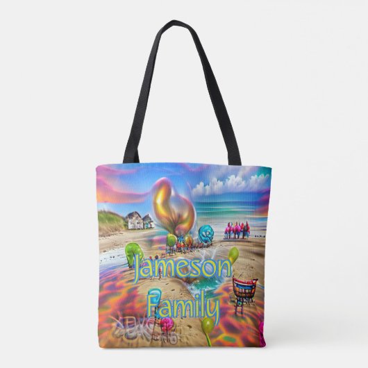 Beach Canvas tas Family Sand Welcome Balloons (Achterkant)
