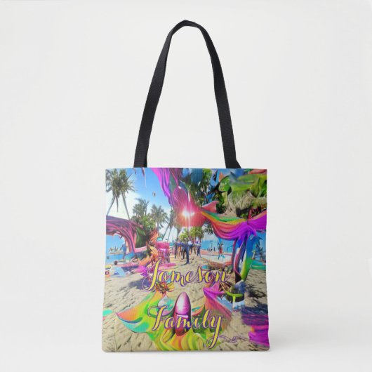 Beach Canvas tas Family Sand Welcome Balloons (Voorkant)
