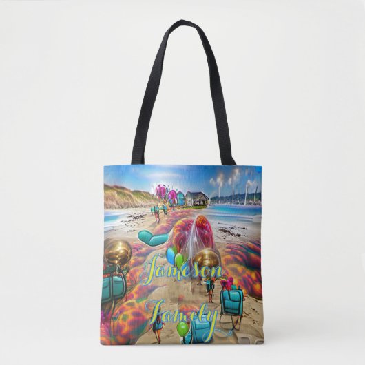 Beach Canvas tas Family Sand Welcome Balloons (Voorkant)