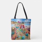 Beach Canvas tas Family Sand Welcome Balloons (Achterkant)