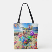 Beach Canvas tas Family Sand Welcome Balloons (Achterkant)