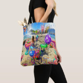 Beach Canvas tas Family Sand Welcome Balloons (Dichtbij)