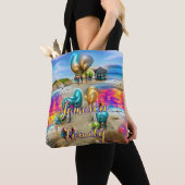Beach Canvas tas Family Sand Welcome Balloons (Dichtbij)