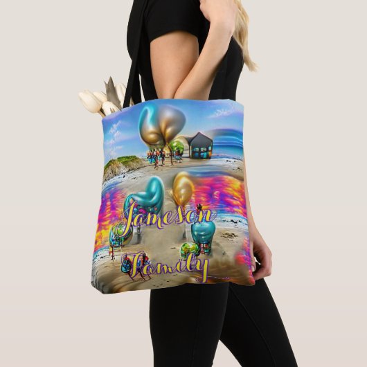 Beach Canvas tas Family Sand Welcome Balloons (Dichtbij)