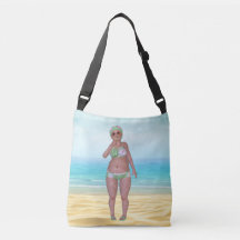Beach Canvas tas met Funny Bathing Beauty