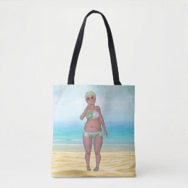 Beach Canvas tas met Funny Bathing Beauty