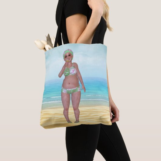 Beach Canvas tas met Funny Bathing Beauty (Dichtbij)