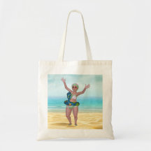 Beach Canvas tas met Funny Bathing Beauty